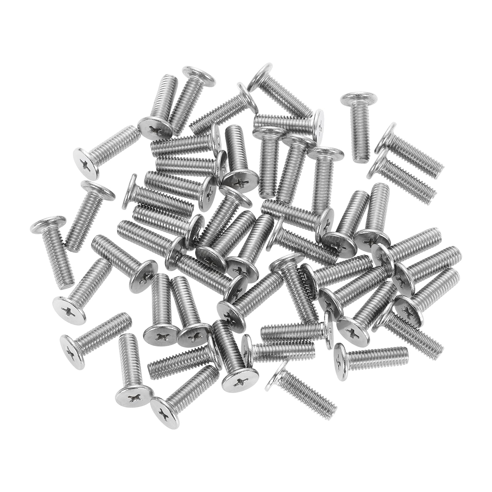 sourcing map M6-1 x 20mm 50Pcs Flat Round Head Screws 304 Stainless Steel Phillips Drive Machine Screws Hardware Fastener for Furniture Connection