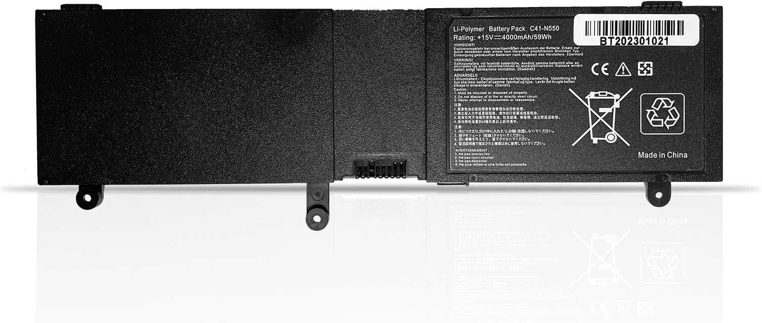 C41-N550 Laptop Battery Replacement for Asus N550 N550JA N550JV N550J N550X47JV N550X47JV-SL N550JK Q550L Q550LF G550 G550J G550JK ROG G550 ROG G550J ROG G550JK Series (15V 59Wh)