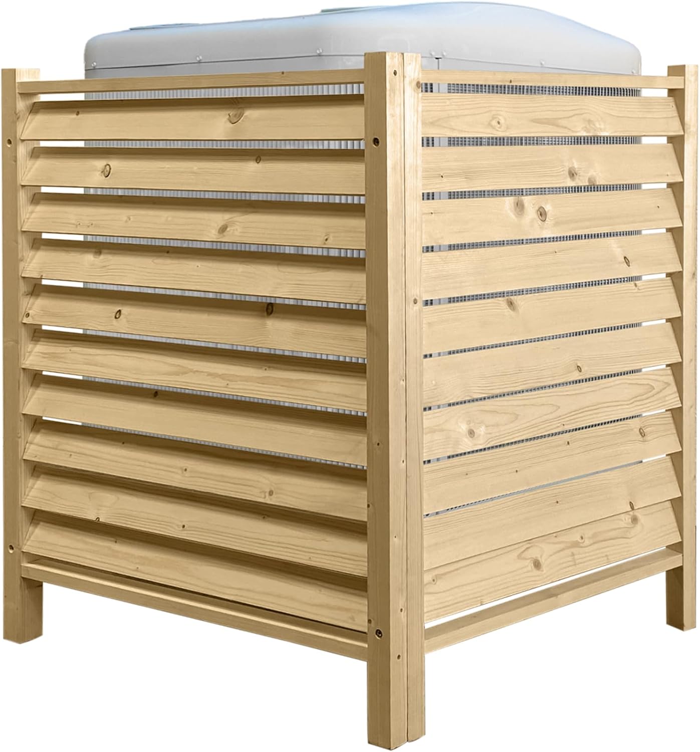 2-Panel Privacy Fence Screen for AC Unit 38" H x 31" W – Attractive Real Wood, Louvered for Airflow, Ideal Slat Spacing, Minimal Assembly, Sturdy & Durable