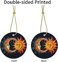 Vista 3 de Adornos colgantes de cerámica con sol dorado, colgantes de bolsa para mujer, decoración de interiores de automóvil, colgantes de árbol de Navidad