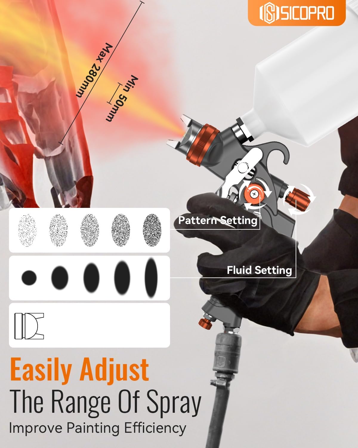 Car Painting Gun, HVLP Paint Sprayer Gun for Painting Cars, House Painting, Paint Guns Automotive, 1.3/1.5/1.7mm High-Precision Nozzles, Varnish and Top Coat