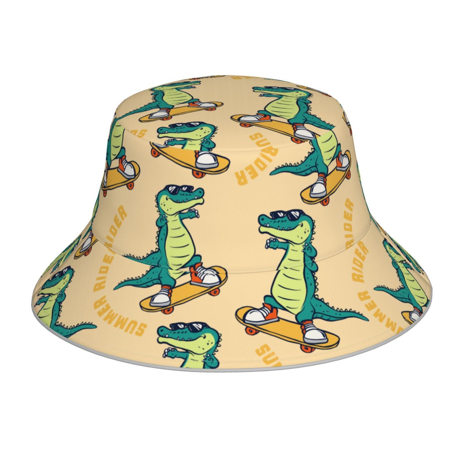 PAYOHTO Cartoon Crocodile Bucket Hats for Women Men, Beach Summer Outdoor Fisherman Hat for Boy Girl