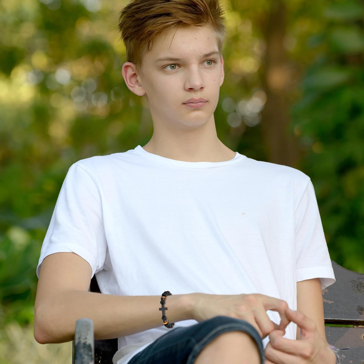 Adjustable Beaded Cross Bracelet for Boys Men Kids, Easter Graduation Christian Valentines Day Christmas Birthday Baptism Gifts for Boys Teens Son Grandson Nephew - Image 3