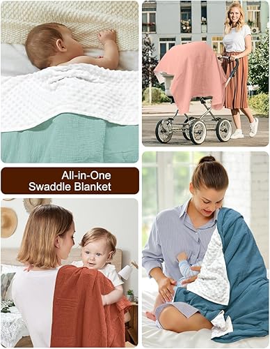 Miniatura 3 de ZURLEFY Mantas de bebé óxido para niñas, manta de muselina suave de algodón para niños, manta de bebé sólida neutra para recién nacido, bebé (43-04)