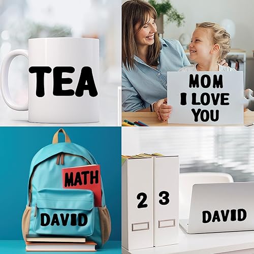 Miniatura 6 de Calcomanías de letras, 2 pulgadas, 16 hojas de calcomanías del alfabeto amarillo, calcomanías de vinilo autoadhesivas para números de buzón,