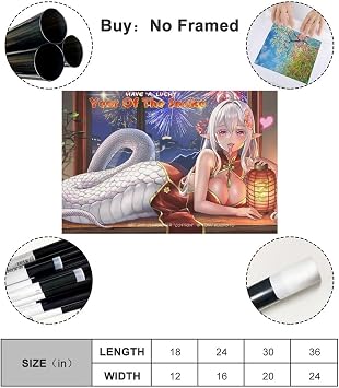 AI Japanese Anime, AI Sexy Girl, AI Anime Drawing91 Canvas Poster Bedroom Decor Landscape Office Room Decor Gift Unframe: 16x24inch(40x60cm)