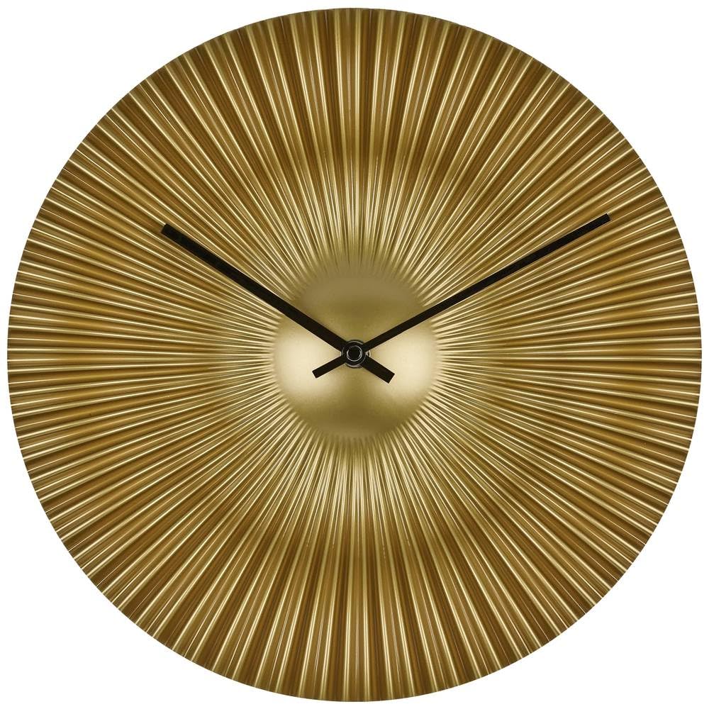 TFA Dostmann Rococo 60.3031.53 Analogue Designer Wall Clock Modern Fan Look Extravagant Golden Dial Quartz Clock Gold 33 cm