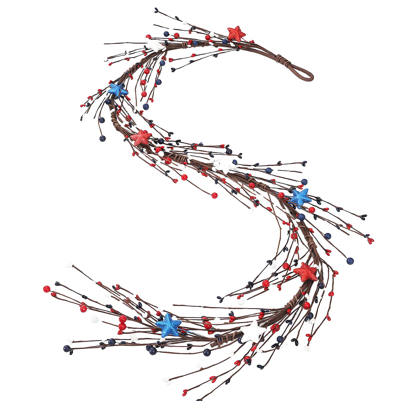 EXQIOUR Star Berries Branch Independence Day Greeneries Decoration for Wall Table Centerpieces Arrangement Artificial Runner Wreath