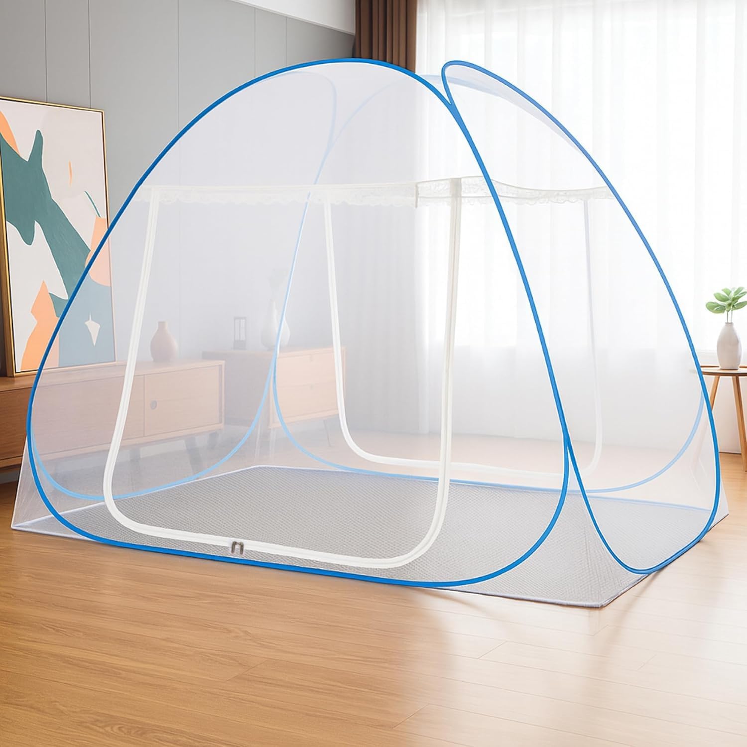 Automatic Foldable Mosquito Net Tent for Double Bed | Premium Polyester Mesh with Easy Zip Access-image-38