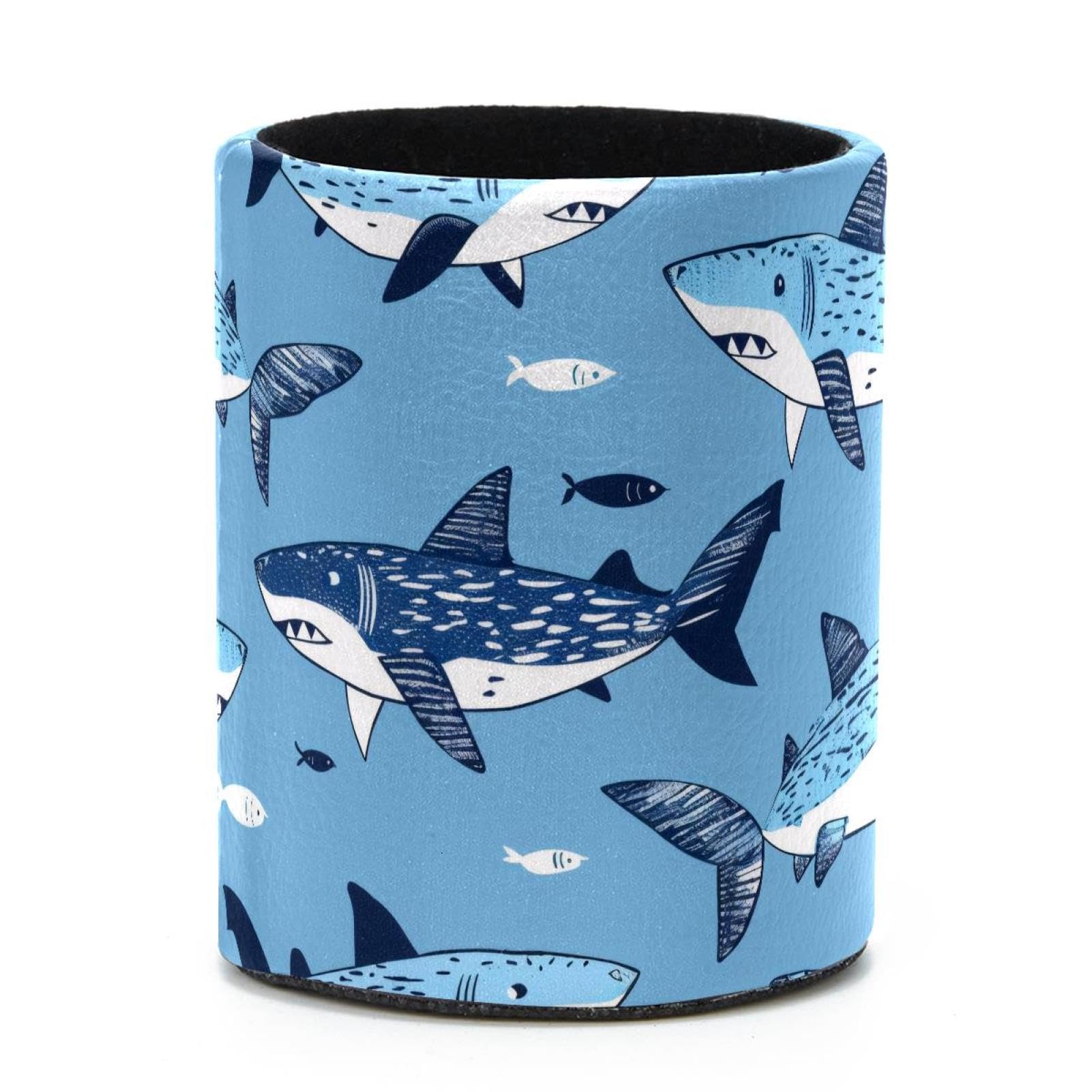 VAPOKF Round Pencil Holders for Desk, Sharks Pen Holders Pen Pot Makeup Brushes Storage Desktop Stationery Supplies Organiser for Home Office