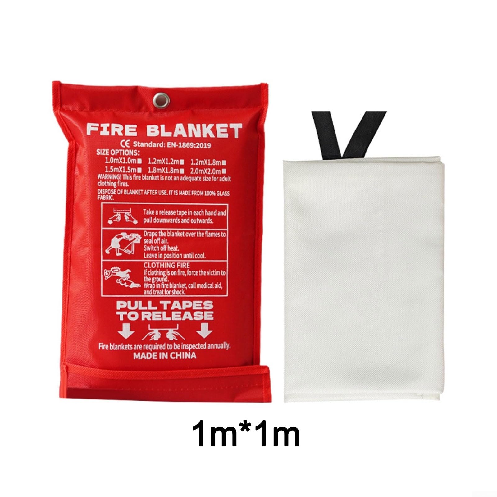 Coperta antincendio 1,8 m x 1,8 m, in fibra di vetro resistente, per cucina, ufficio, uso domestico, riutilizzabile, apertura rapida, strumento di sicurezza resistente al calore (1)