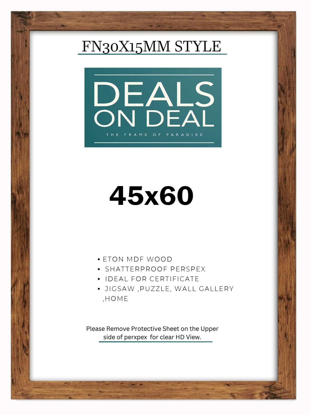 DEALS ON DEAL 45x60cm Picture Frame Solid MDF Wooden Jigsaw Puzzle Poster Frame, High-end Modern Style, Made High Definition Acrylic Front for Wall and Tabletop Photo Display [RUSTIC 45x60]
