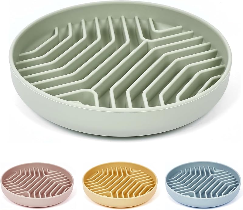 Comedouro Lento para Cães em Silicone com Labirinto e Ventosas XAQMHSW Verde