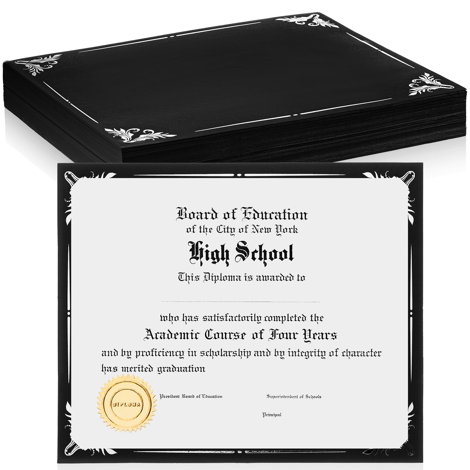 Fainne 50 Pcs Single Sided Certificate Holder Diploma Covers with Foil Border for 8.5 x 11 Inches Certificates Cardstock Document Papers Award
