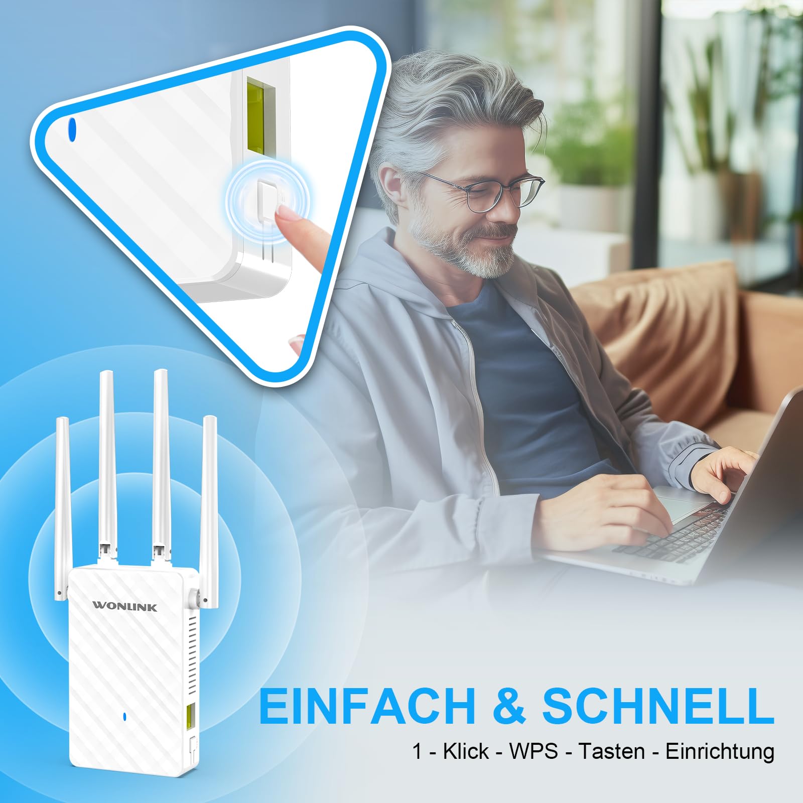 WLAN-Verstärker 1200 Mbps Dualband WLAN Repeater Verstärker