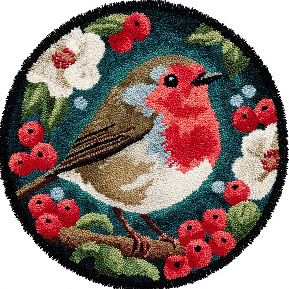 kitphoenix Latch Hook Rug Kit Robin Christmas Bird