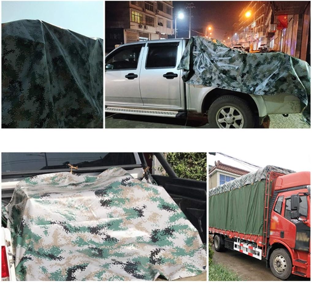 Tarp Waterproof Camo Tarp - Reversible Camouflage Blue Precision Weaving Tarp with PVC Resin Coating and Rustproof Grommets for Outdoor Camping RV Truck and Trailers Tarpaulin/Camping Tarp
