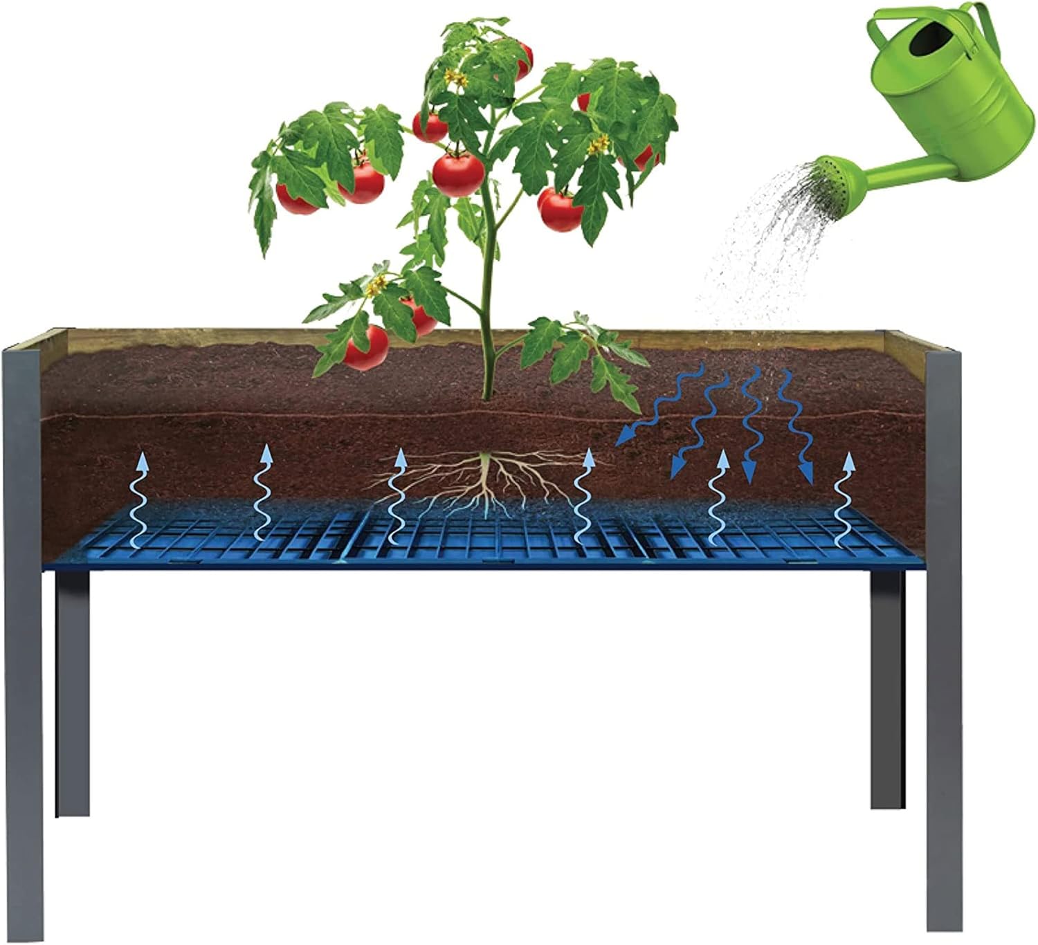 CedarCraft Elevated Spruce Planter 21" L x 47" W x 30" H, for Patios, Balconies or Backyard Gardening, Grow Tomatoes, Vegetables, Herbs, Gray