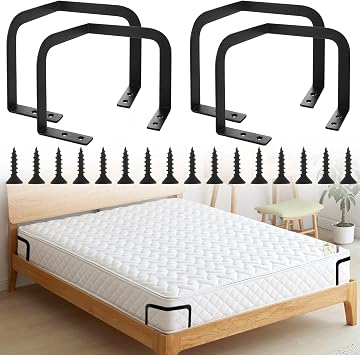 4PCS Metal Mattress Slide Stopper, Mattresses Retainer Bar for Adjustable Beds, Non Slip Mattress Gripper, Mattresses Stabilizer, Prevents Mattress Sliding for Bedroom Bed Frame