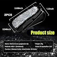 Vista 2 de 2 piezas de soporte para lentes de sol con pedrería para visera de coche, soporte para lentes de sol con strass con clip para tarjetas de entradas