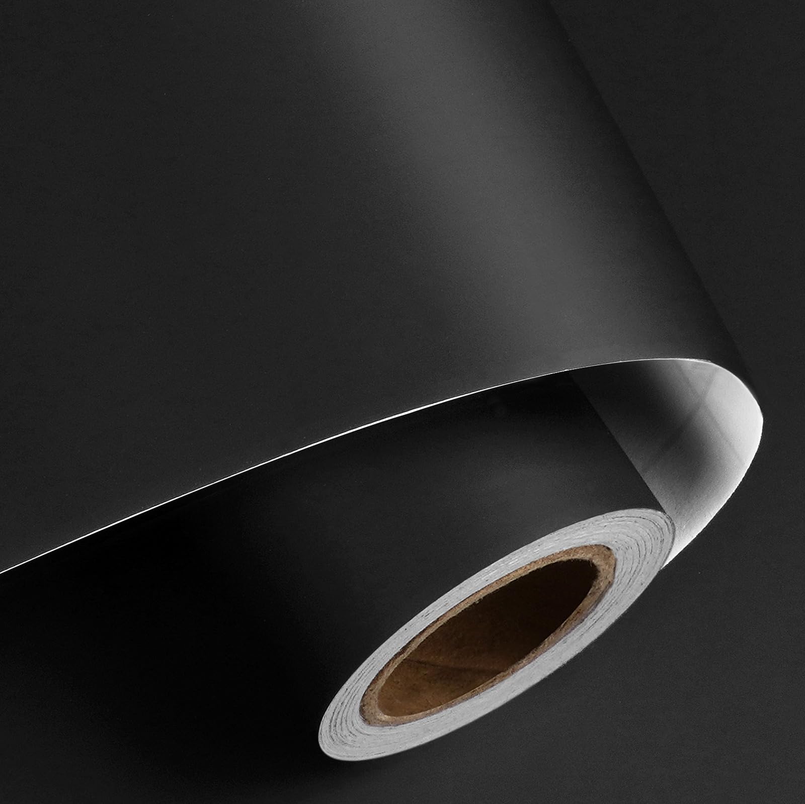 Papier peint noir adhésif en vinyle lisse et épais pour meubles 45x203 cm