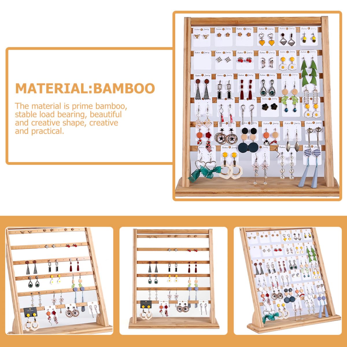 Organizador de Joyas Diseño Creativo para Pendientes de Bambú Soporte Práctico y Elegante para Exhibir y Almacenar Aretes en Escritorio o Tienda