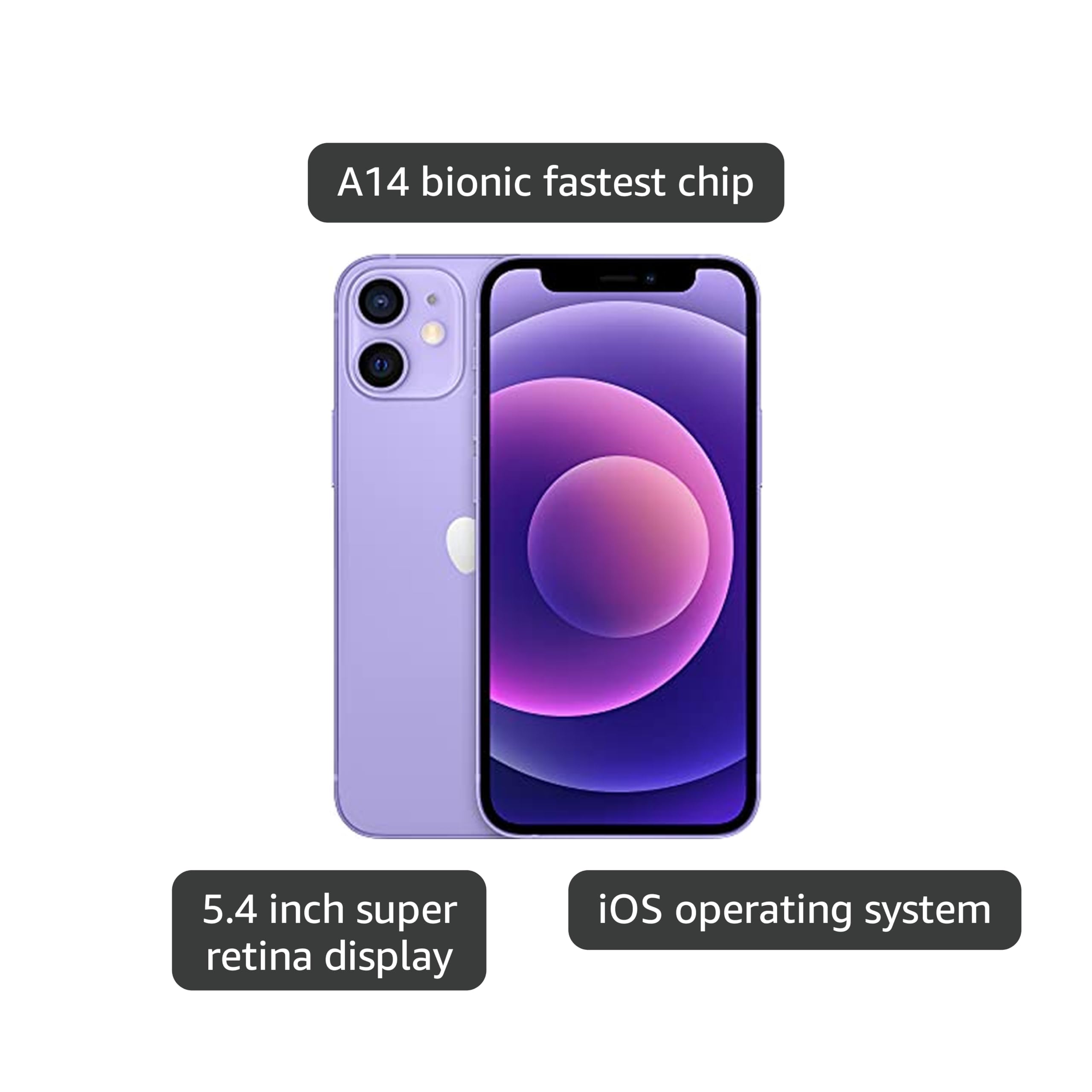 Amazon.com: Apple iPhone 12 mini (64GB, Purple) [Locked] + Carrier