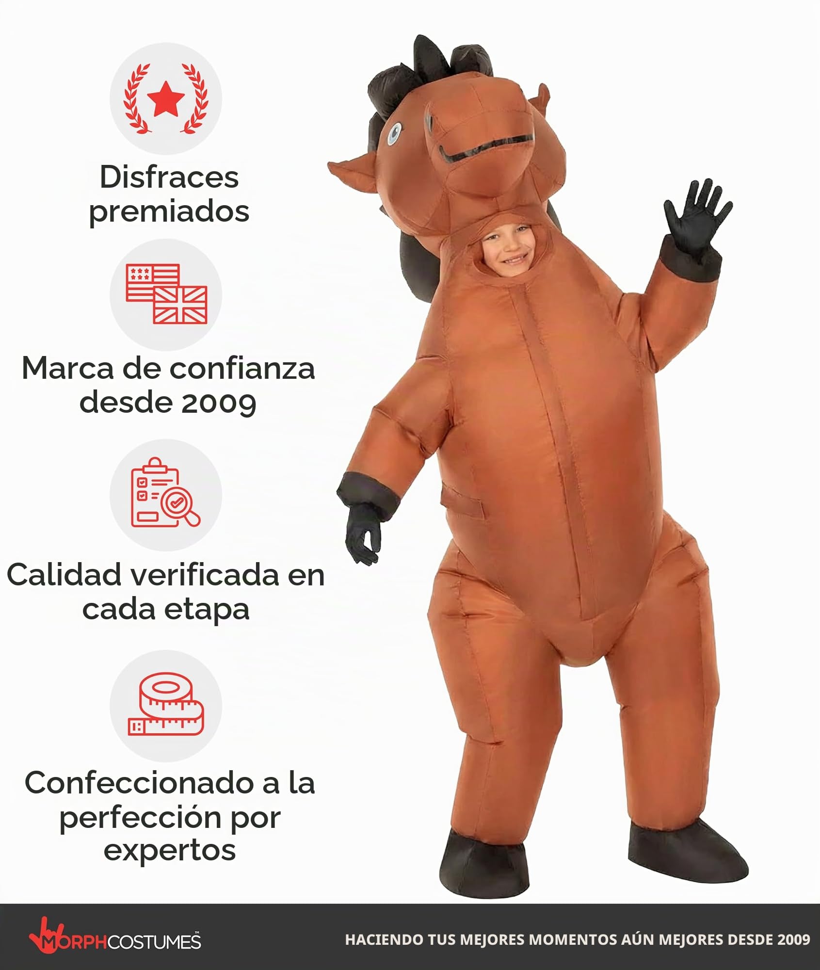 Morph Disfraz Hinchable Caballo Niño, Disfraces Caballos Hinchables, Traje Inflable Divertido, Disfraz para Carnaval y Halloween Niños