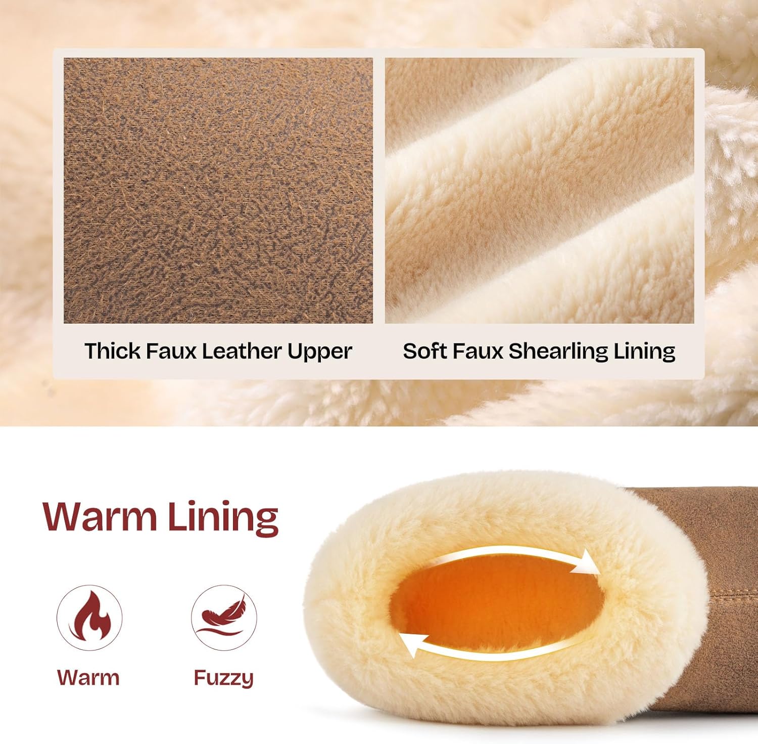 EverFoams Women's Microsuede Cozy Memory Foam Winter Slippers with Fuzzy Faux Fur Collar and Indoor Outdoor Rubber Sole - Image 4