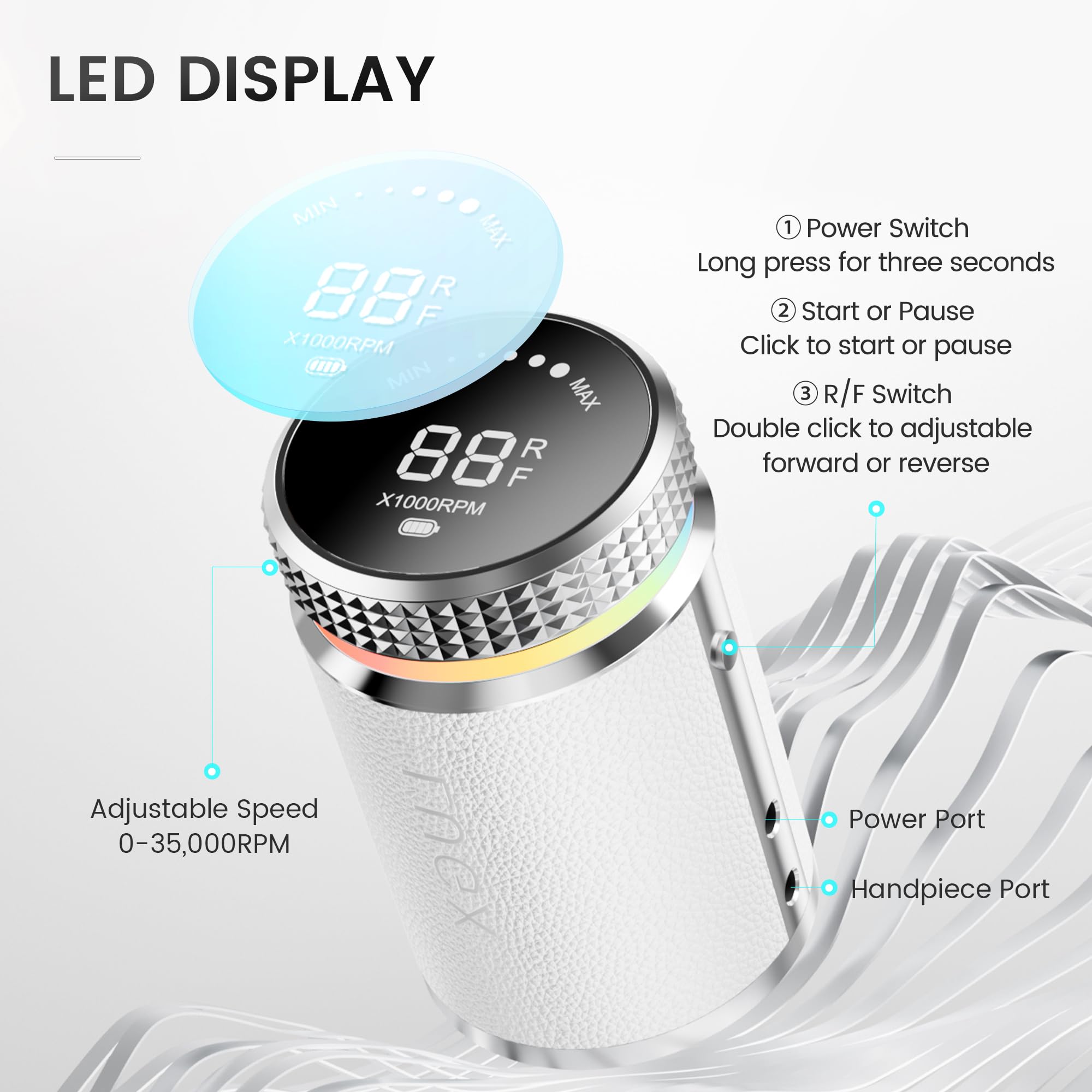 Amazon.com: L'UGX Professional Nail Drill, Waterproof 35000RPM