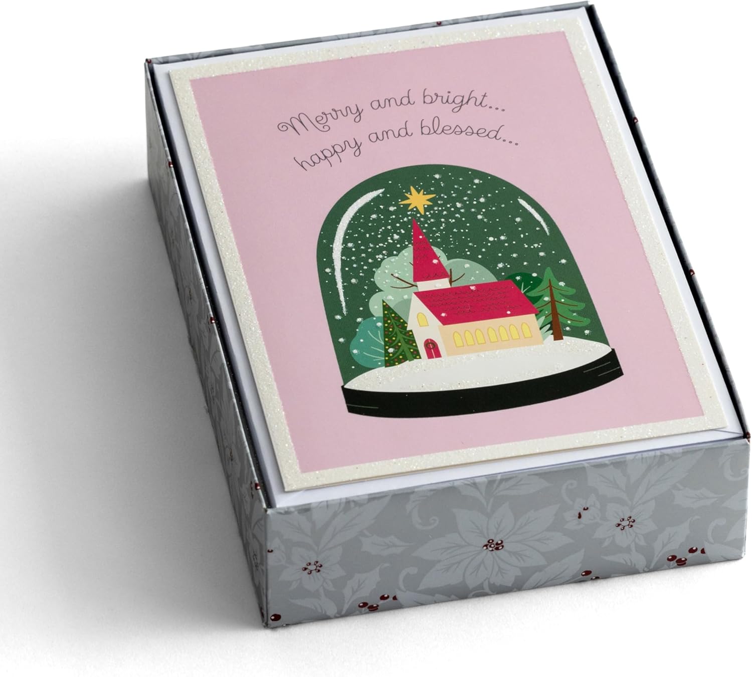 DaySpring Merry and Bright - Happy and Blessed - 18 Christmas Boxed Cards & Envelopes, NLT