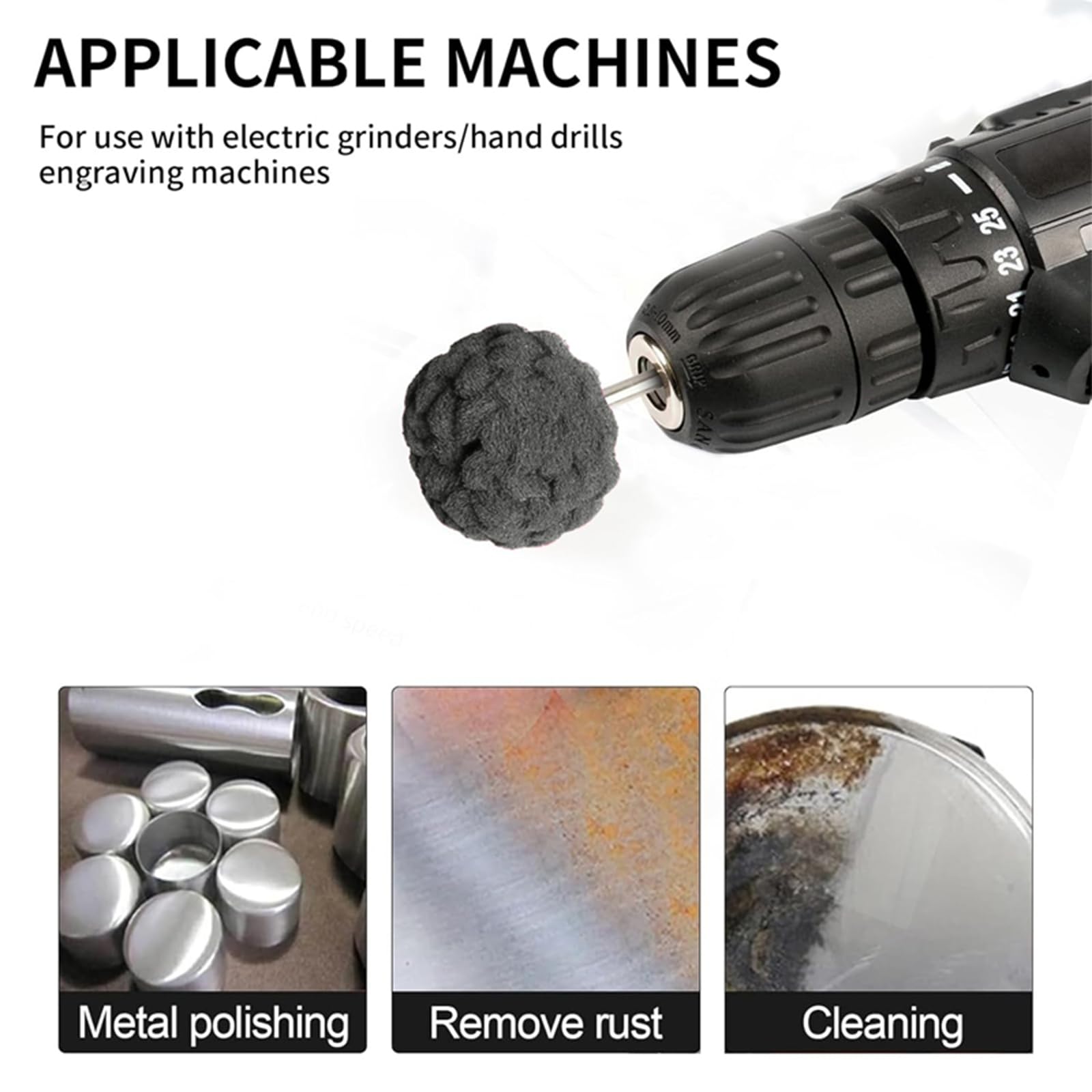 Set di 6 punte abrasive in tessuto non tessuto per lucidare spazzola spugna abrasiva sagomata 1/4 pollici per alluminio acciaio inossidabile