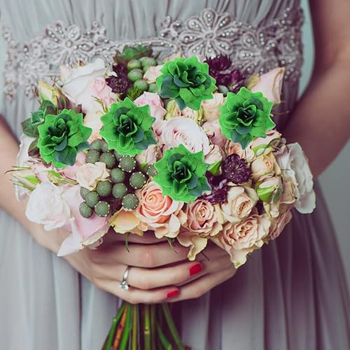 Miniatura 9 de Rosas de imitación 50 cabezas de flores falsas de franela verde oscuro para decoración de bodas, decoración del hogar y proyectos de manualidades