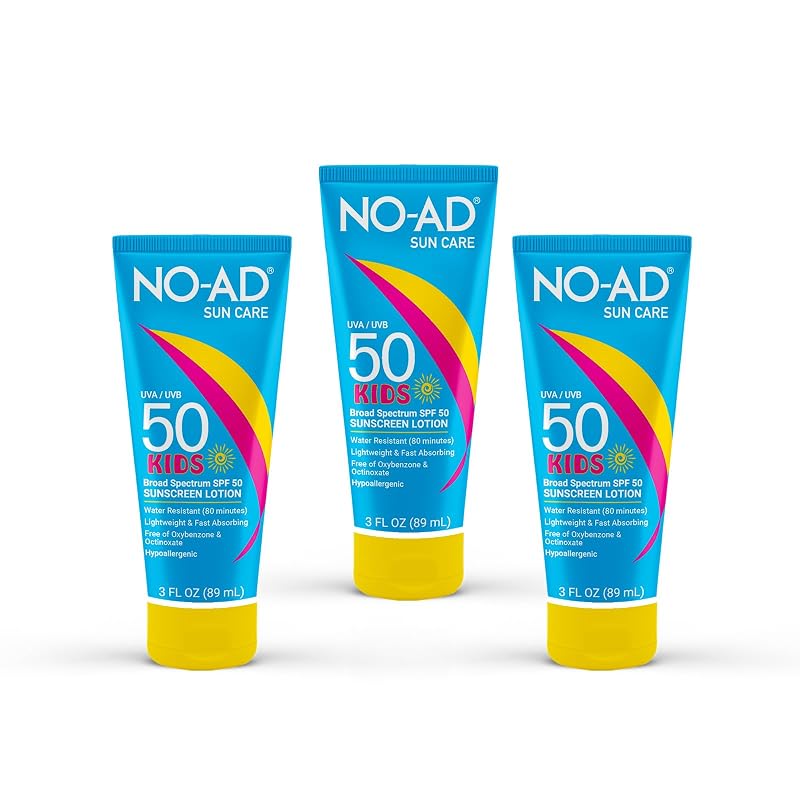 Loção protetora solar corporal infantil NO-AD SPF 50, 85 g, pacote com 3