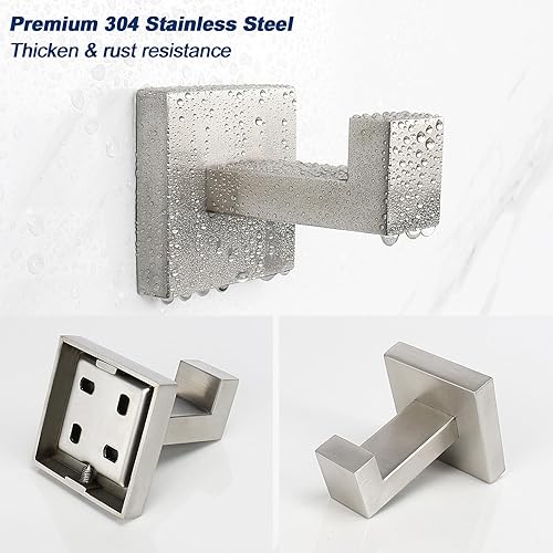 Miniatura 3 de NearMoon Ganchos cuadrados para toallas de baño -SUS304 de acero inoxidable para colgar batas, ganchos resistentes para baño, sala de estar, hotel,