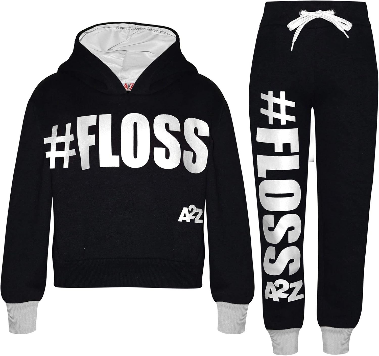Kids Girls Tracksuit Designer #Selfie Hooded Crop Top & Bottom Jog Suit 5-13 Yr