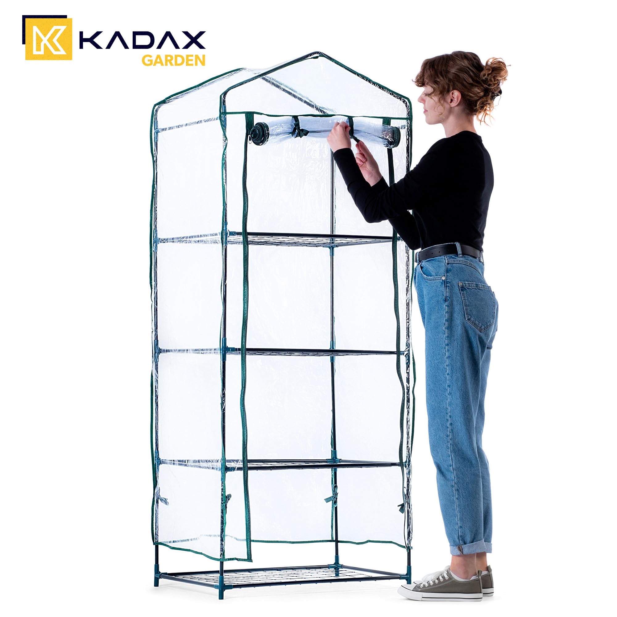 KADAX Serra balcone 68x48x170 cm | 4 ripiani | telo PVC impermeabile | semina pomodori piante erbe | piccola giardino terrazzo