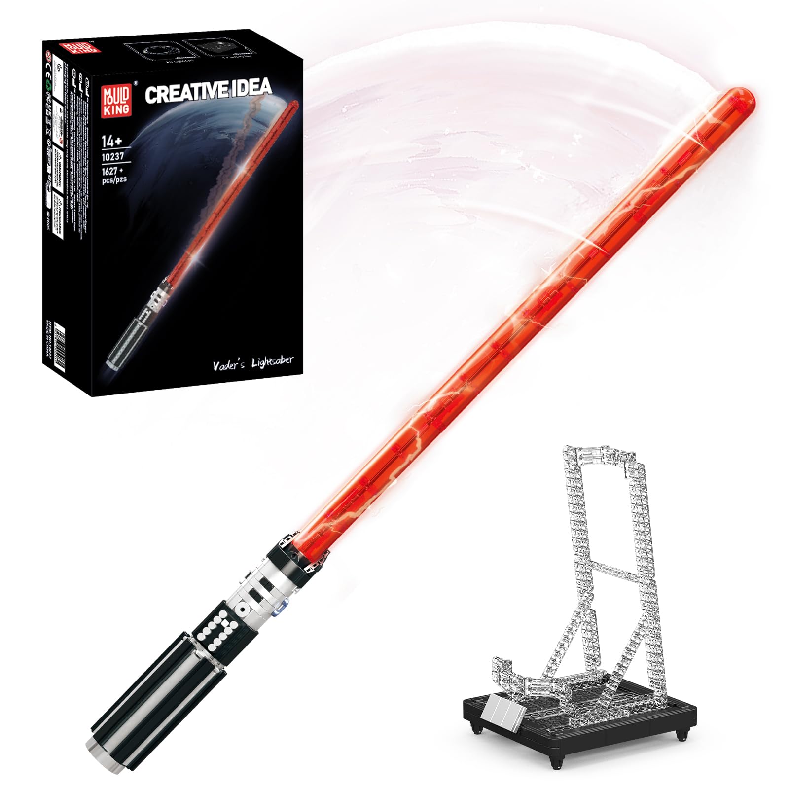 Mould King 10237 Lightsaber Building Set with Holder Rack and LED Light, Ultimate Cosplay Toy for Adult Fans and Game Lovers (1627 PCS)