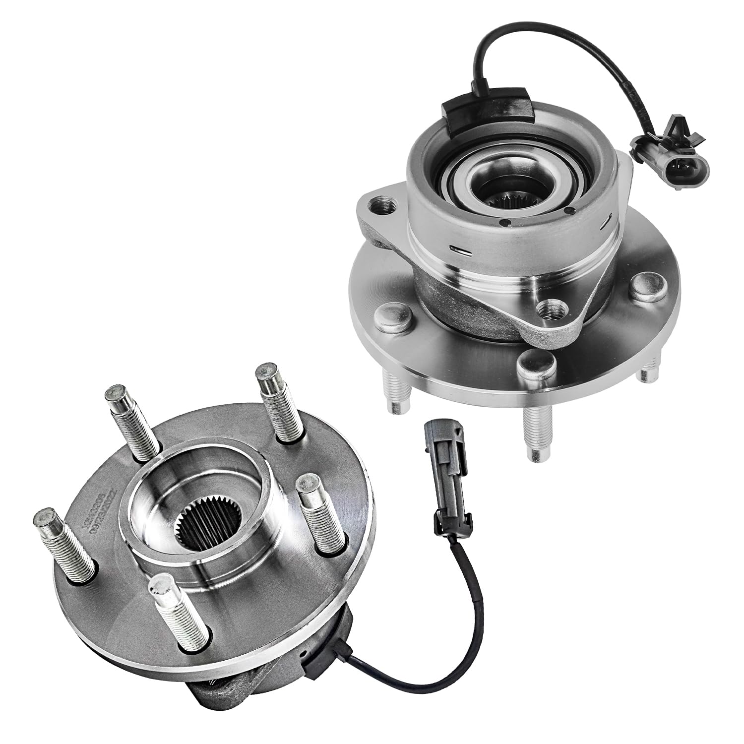 Detroit Axle - 5 Lugs Front Wheel Bearing Hubs for Chevy Cobalt HHR Saturn Ion Pontiac Pursuit G5 [ABS Models] Wheel Bearing and Hubs Assembly Set Pair Hubs Replacement