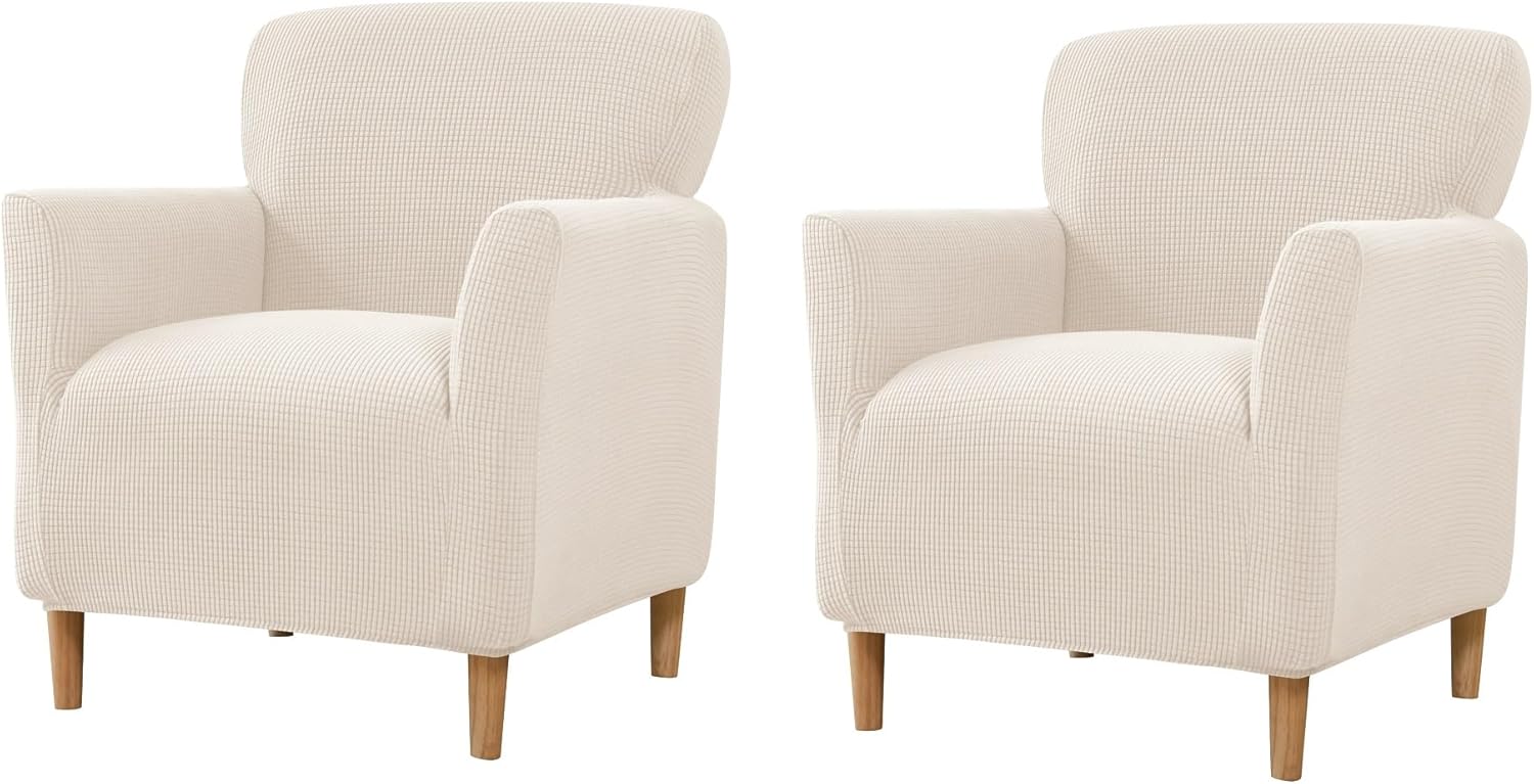 FUANGUI Banquet Armchair Slipcover Chair Covers with Arms Stretch Club Chair Slipcover Soft Armchair Sofa Covers Anti-Slip Furniture Protector for Dogs Pets Living Room Decor, 2PCS, 03