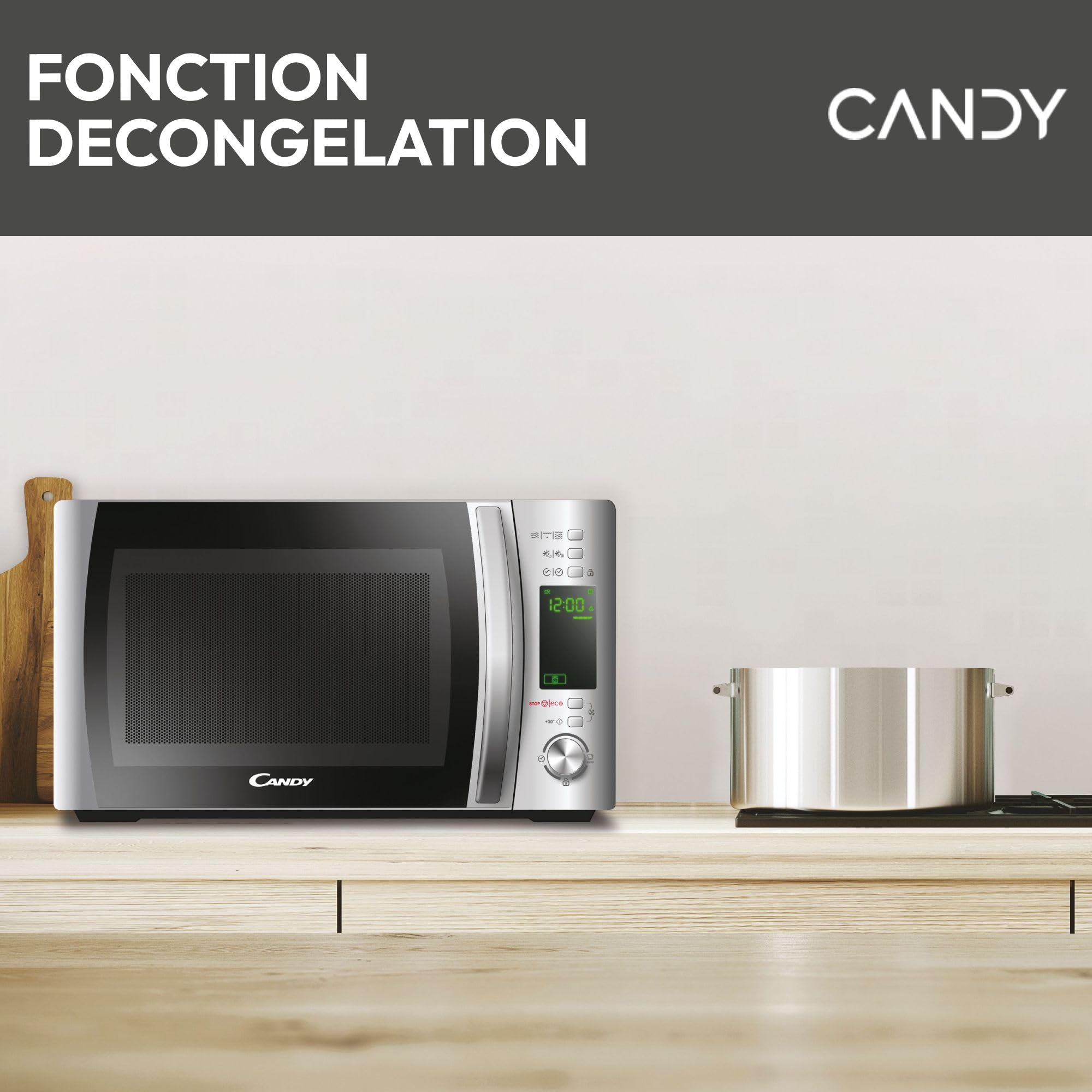 Candy CMXG20DS Micro-ondes, Puissant 700W + Puissance Grill 1000W, Capacité 20L, Ecran numérique, Application Cook-in