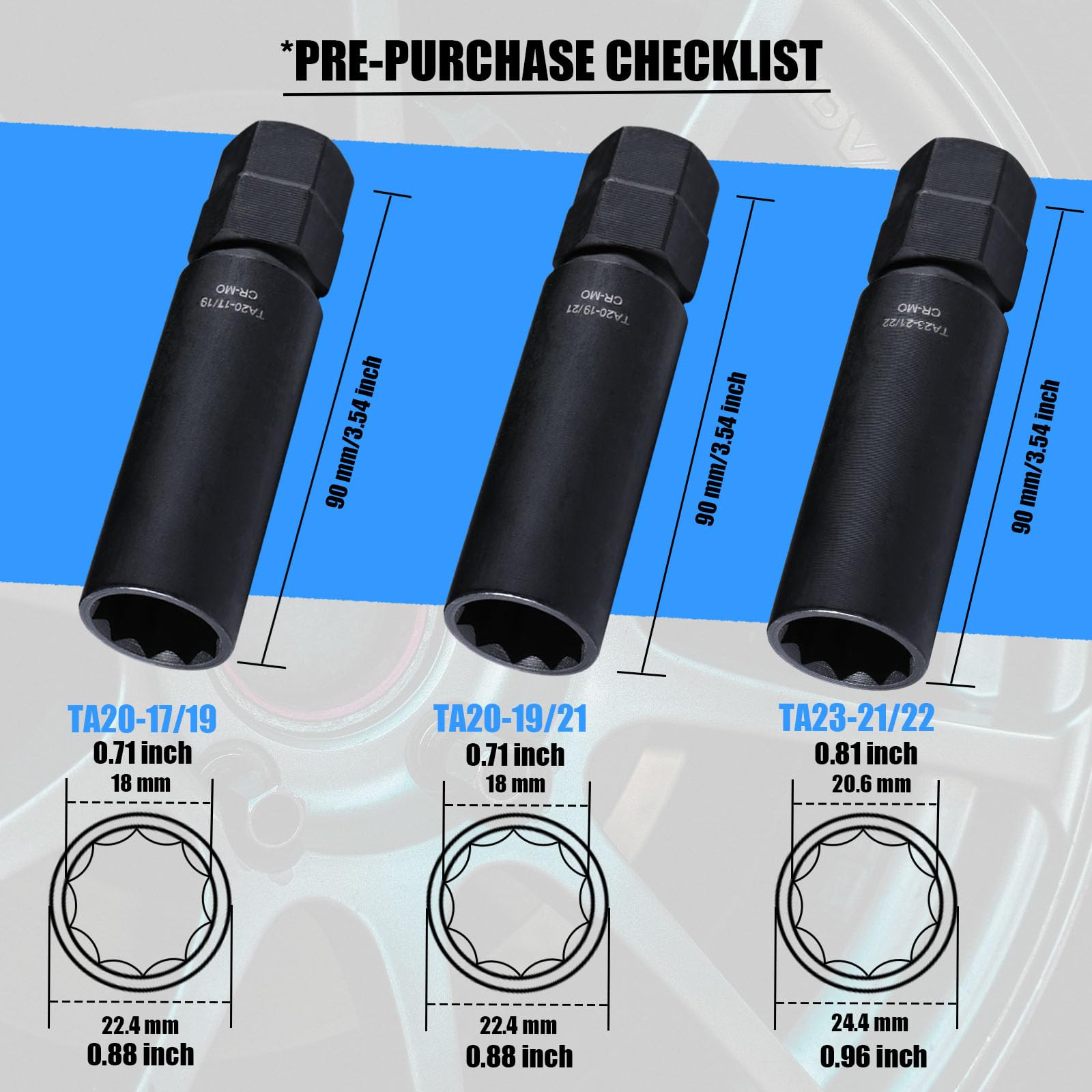 VEXPLO 10 Spline Lug Nut Key Set - Durable & Strong -3
