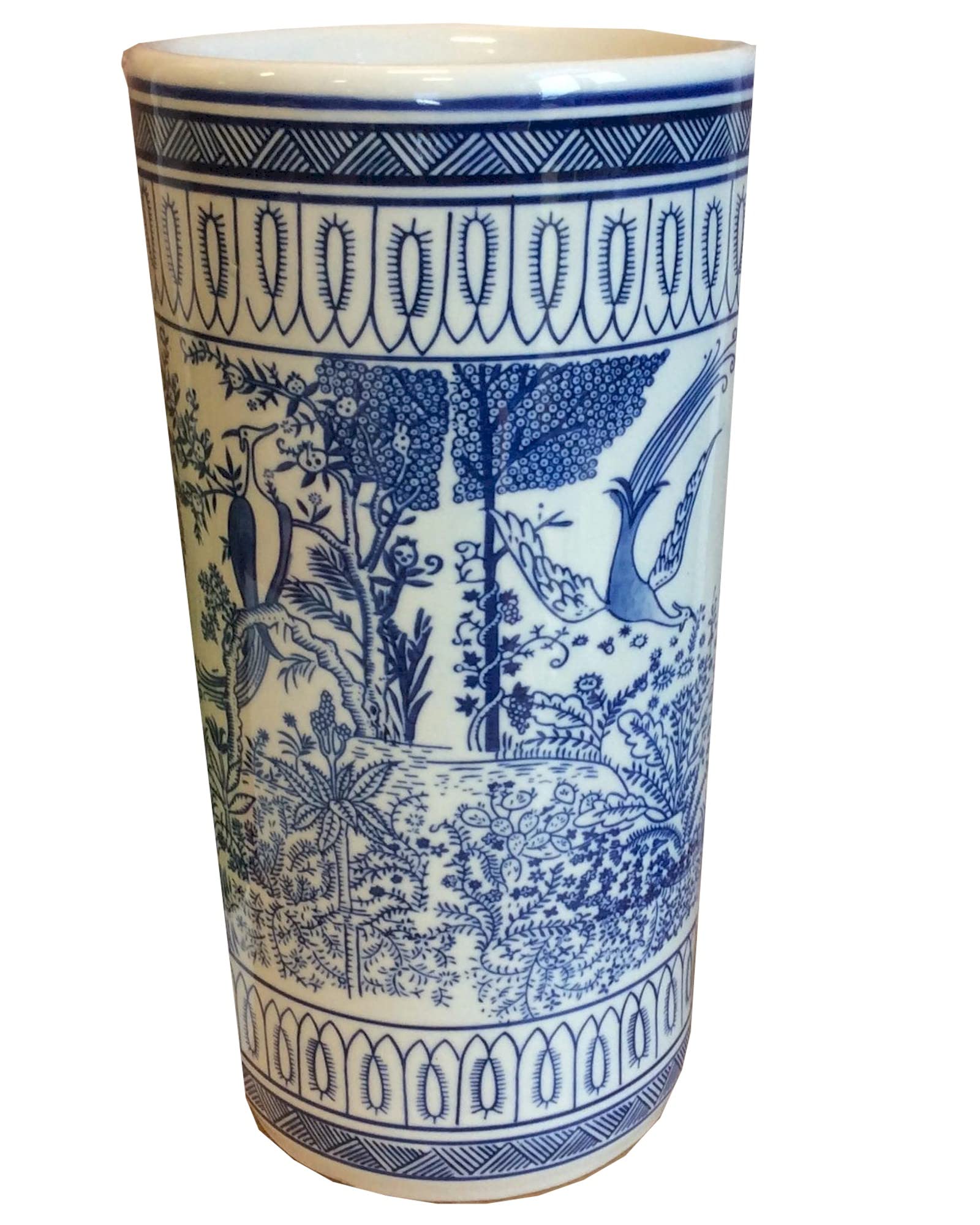 M S L Blue and White Garden Ceramic Umbrella Stand Walking Stick Stand Large Vase