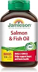 Jamieson Huile de Saumon et de Poisson 1 000 mg Gélules, Taille Bonus, Soutient la Santé Cardiaque et Cérébrale. Avec Saumon Sauvage, EPA et DHA, Non-OGM, Sans Gluten, 200 Compte, Fièrement canadien