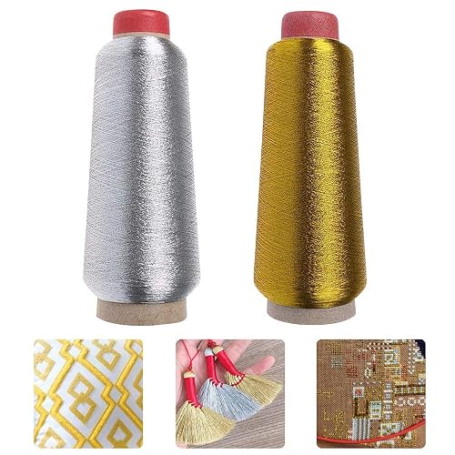 LYTIVAGEN 2 Stück Polyester Stickgarn Nähgarn Metallic Faden Gold Nähmaschinengarn