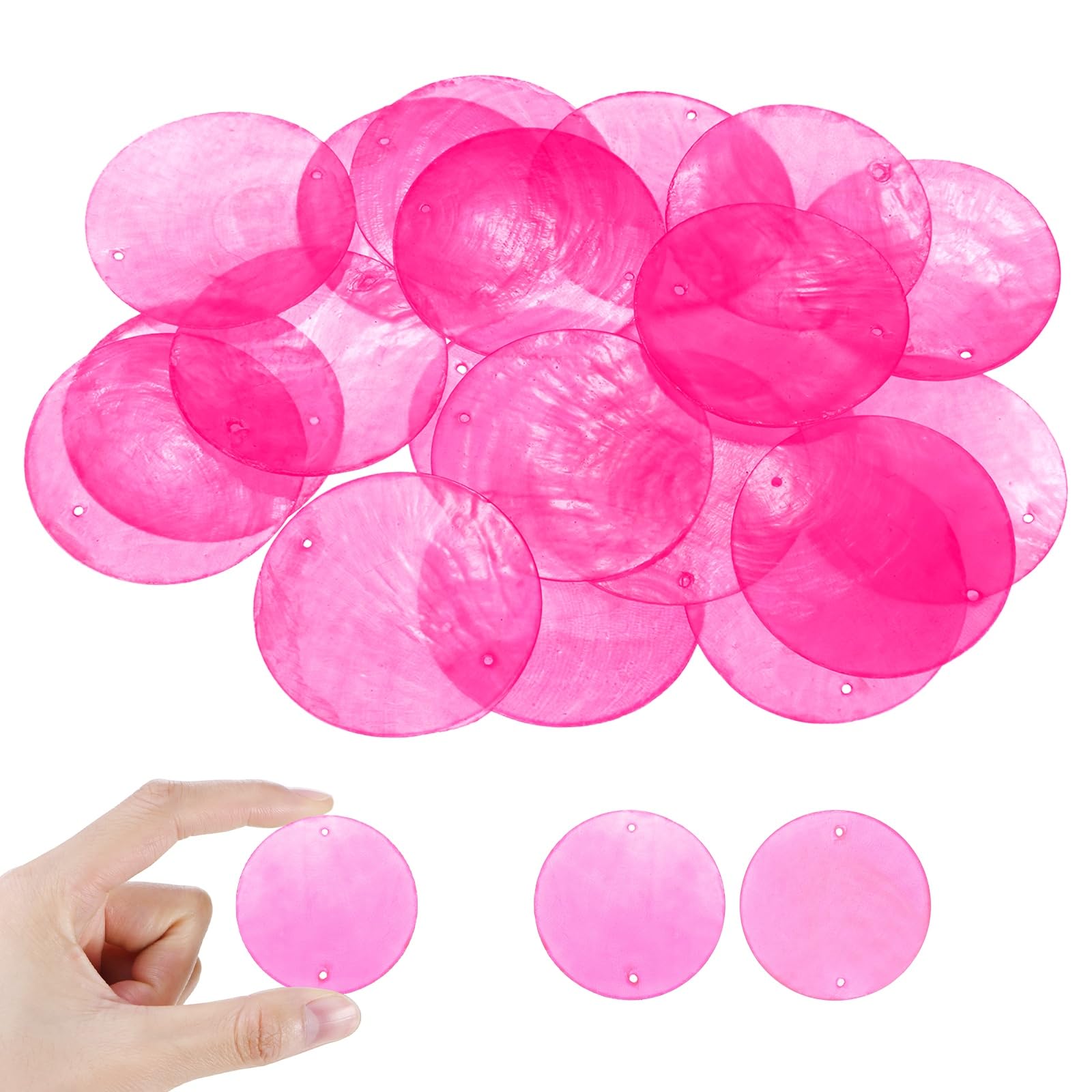 M METERXITY 30-Pack Round Capiz Sea Shells 2 inch Natural Pieces, Pink