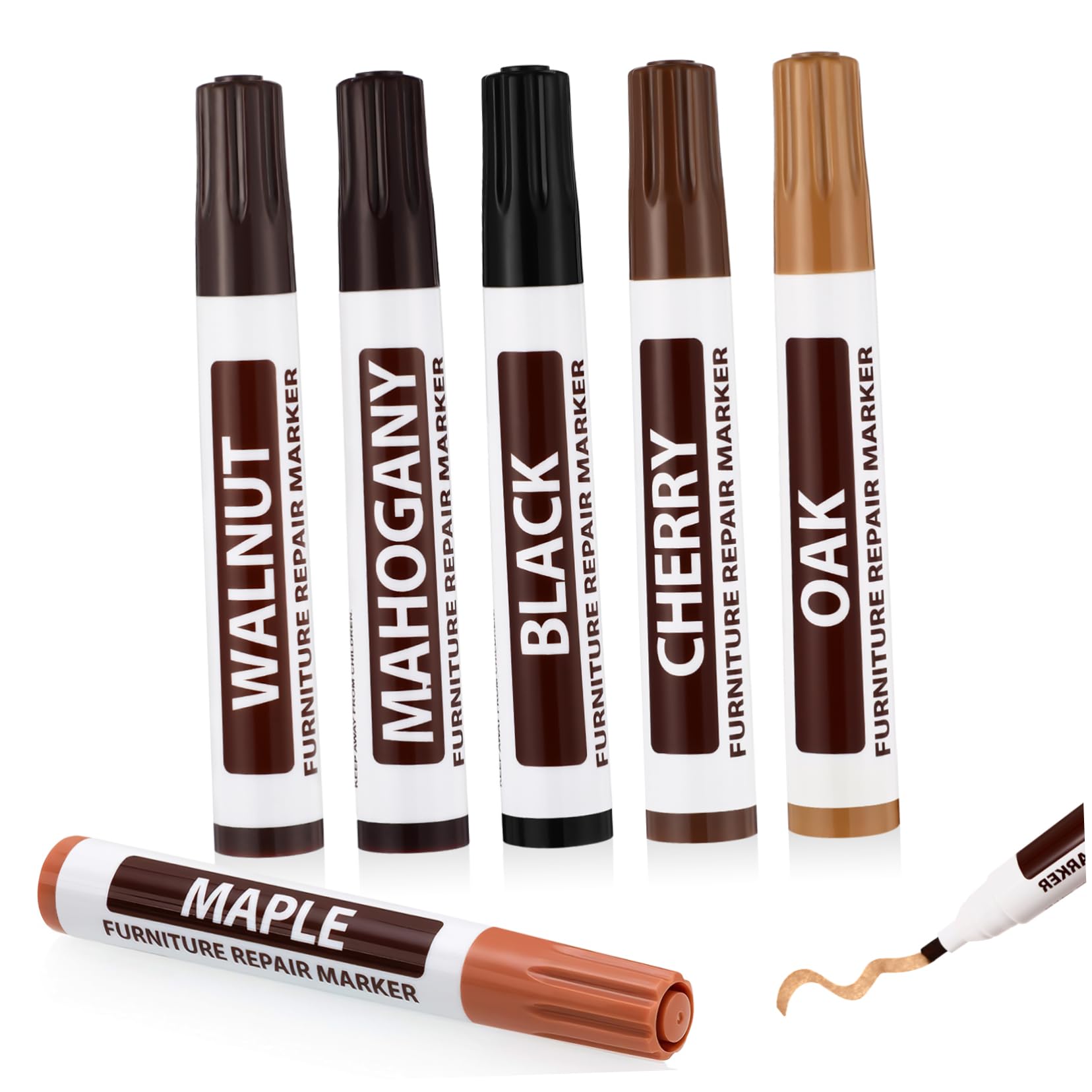 Gogogmee Furniture Touch up Pens Set 6 Pcs Scratch Markers for Wooden Furniture Hide Worn Edges Fade Resistant