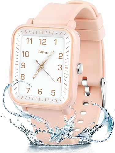Edillas Reloj analógico para niños y niñas, reloj de cuarzo impermeable para niños, estudiantes con correa de silicona suave, fácil de leer, reloj