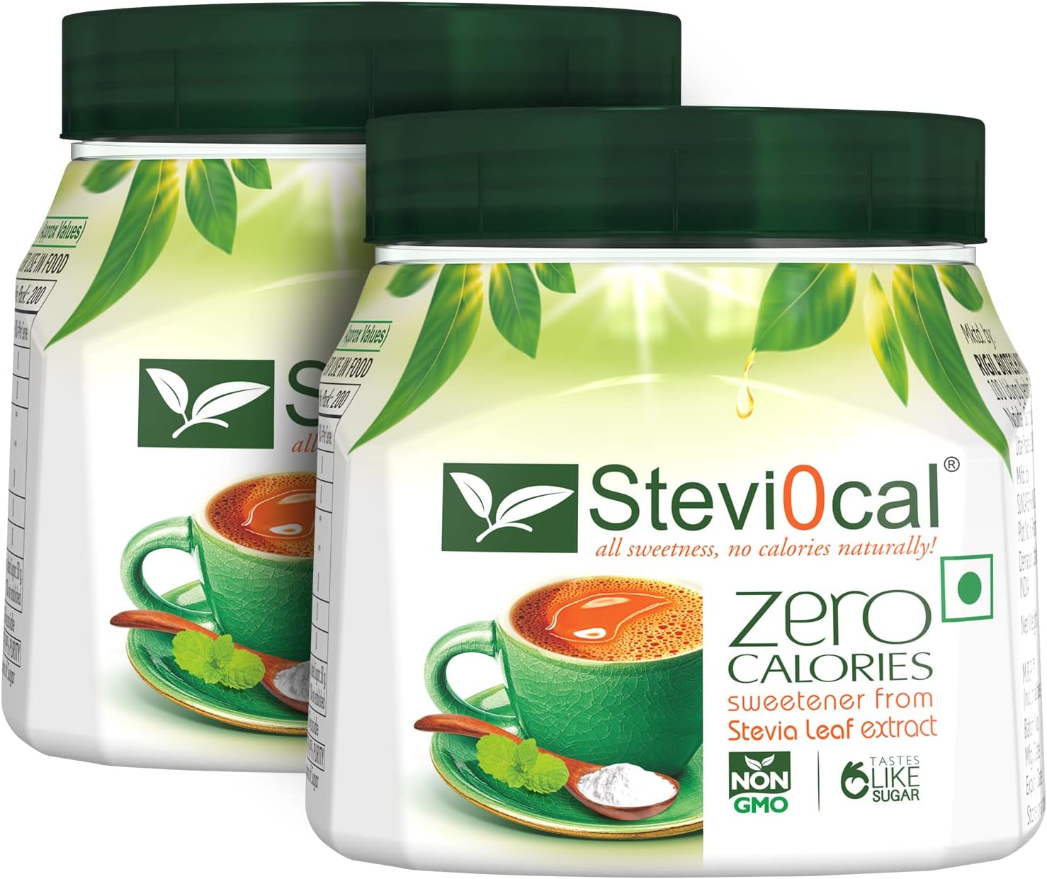 Stevi0cal Stevia Sweetener Powder | 100% Sugar Free Natural | Zero Calorie for Weight Management, Diet, Diabetic Friendly | 200 gm Jar - Pack of Two (2 x 200gm)