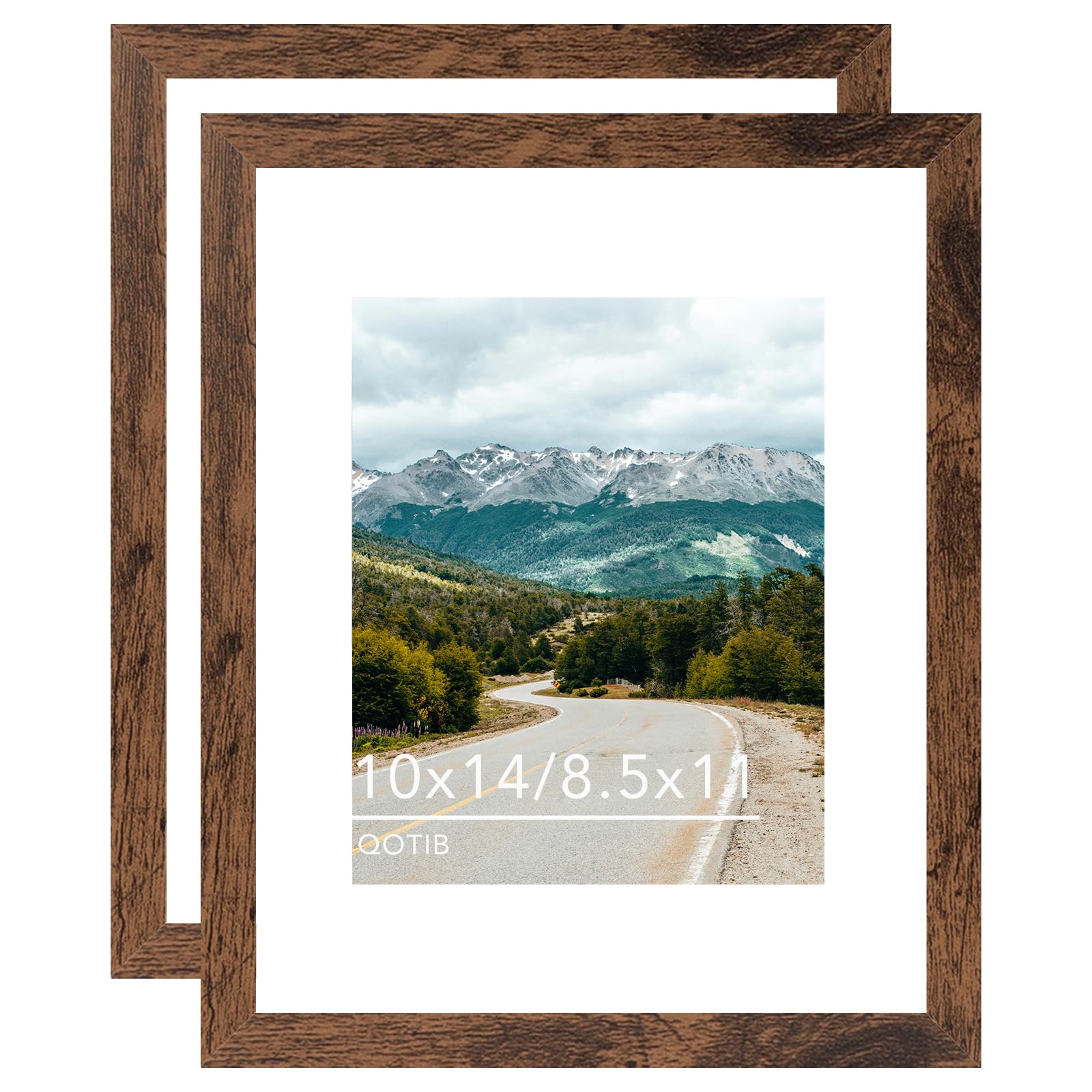 QOTIB 10x14 Picture Frame Deep Brown for 30 x 40cm Diamond Art Painting, Wood 10x14 Frame with 8.5x11 Mat for Wall Mounting, 30x40 cm Frame with Shatter-Resistant Plexiglass, Deep Brown, 2 Pack โ image 1